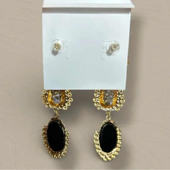 NWT Natasha Gold Tone Rhinestones Crystal Statement earrings - Picture 7 of 16